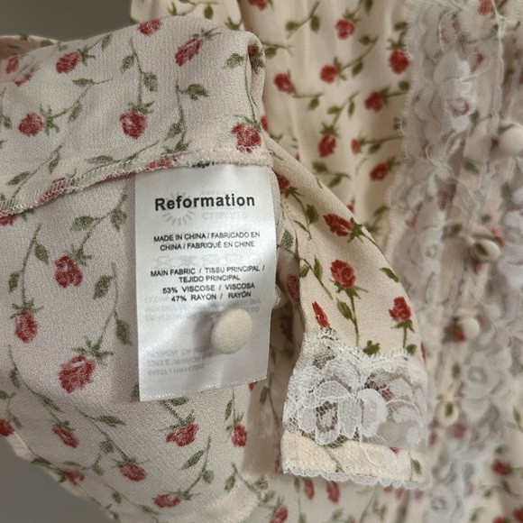 NEW Reformation Cristina Lace Trim Woven Tank Top in Madison Red Floral | size 4 - Picture 7 of 10